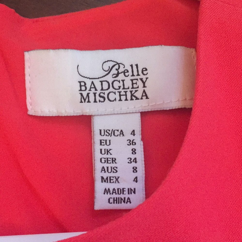 Belle Badgley mischka coral sleeveless dress
